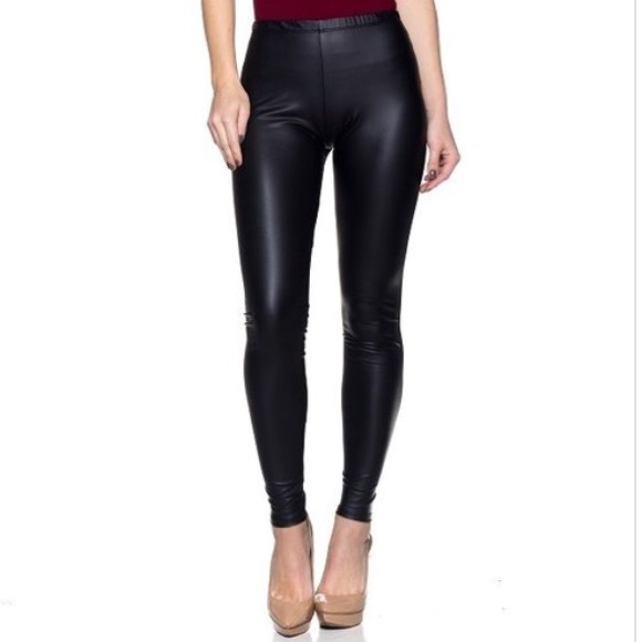 Matte Liquid Faux Leather Stretch Leggings - Picture 2 of 2